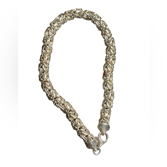925 Sterling Silver Byzantine Link Bracelet 8” Inch Chain bracelet - Picture 1 of 9